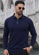 THE SMART KNITTED POLO-NAVY