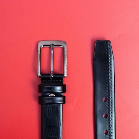 Eternity Men Jet Black Geo-Pattern Belt