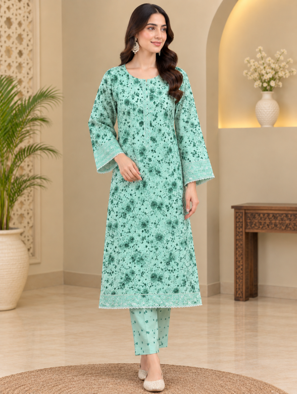 3 PC EMB LAWN RTW  SUIT D-14