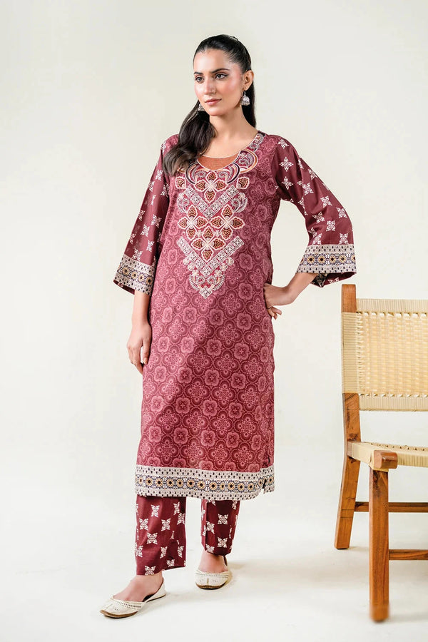 2PC Stitched Embroidered Lawn Shirt & Trouser | RKTE-3860