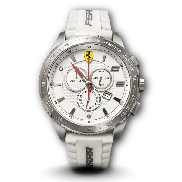 Ferrari Men’s Quartz White Silicone Strap White Dial 48mm Watch 830140