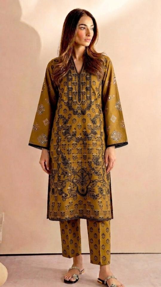 2 Piece Unstitched  Embroidered Dhanak Suit - Hr02