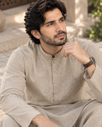 Men's Unstitched Light Beige Winter kamaliya khaddar Suit