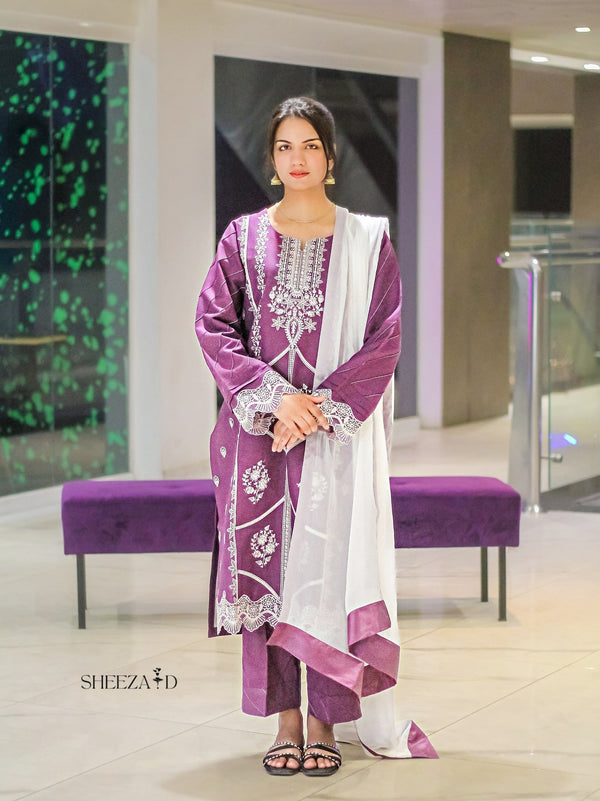 Elegant Purple Embroidered Lawn Suit | SD-SL-26-05