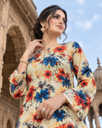2 Pieces - Winter Slub Unstitched Ivory Cream linen Allover Suit