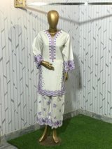 2Pc Stitched Embroidered Suit - white