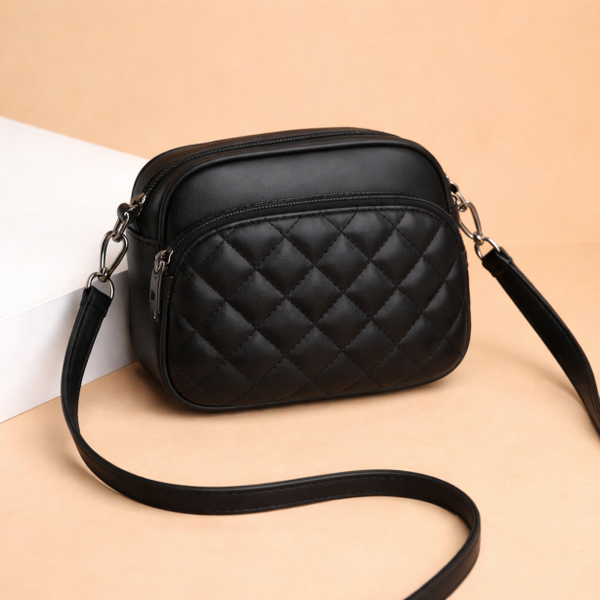 3 Zipper Crossbody Black CAR-7 for Women