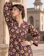 2 Pieces - Winter Slub Unstitched Deep Plum linen Allover Suit