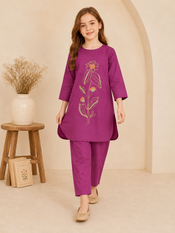 Embroidered Girls Co Ord Set VG226-A