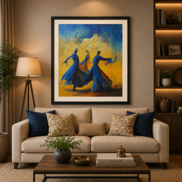 Whirling Dervish Sufi Wall Art Frame – Islamic Spiritual Dance Canvas Decor
