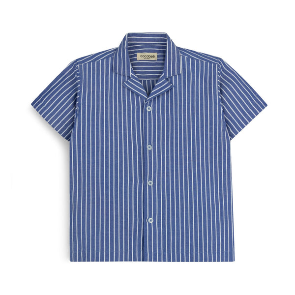 Blue Stripe Camp Collar Shirt