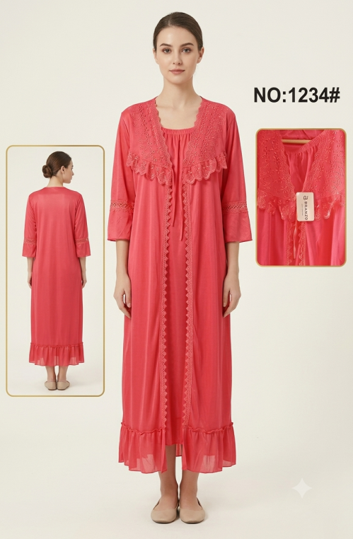 dark pink premium nighty 2 piece