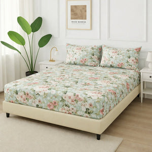 Green FLower - Fitted Bedsheet Set