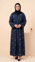 Bow Drop Abaya - Navy Blue