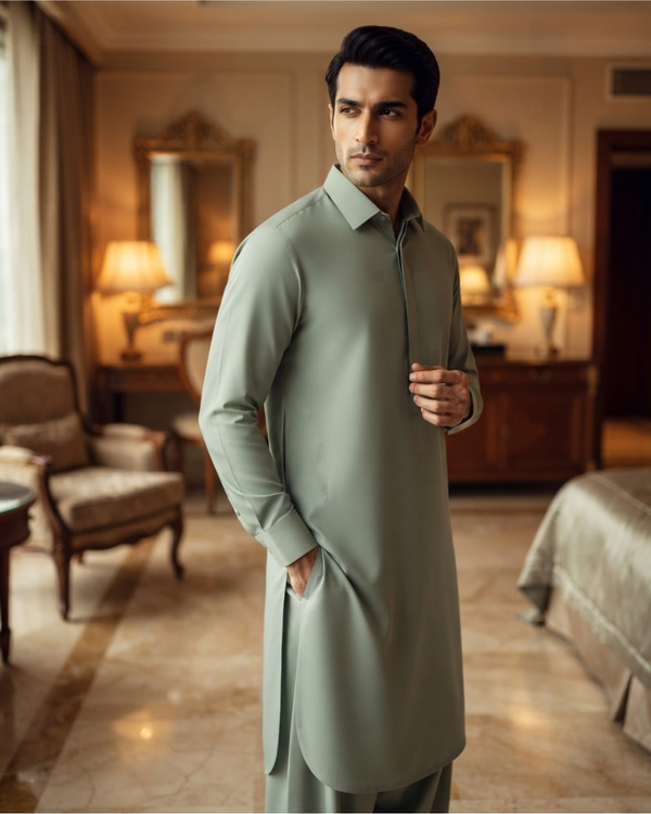 Men's Unstitched Silver Grey Wash & Wear Suit