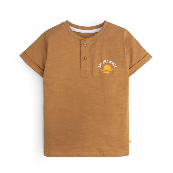 Brown Printed Henley