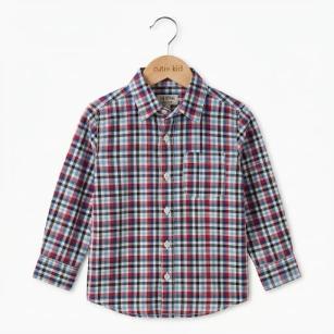 KIDS COTTON LUXURY CASUAL SHIRT - MAROON