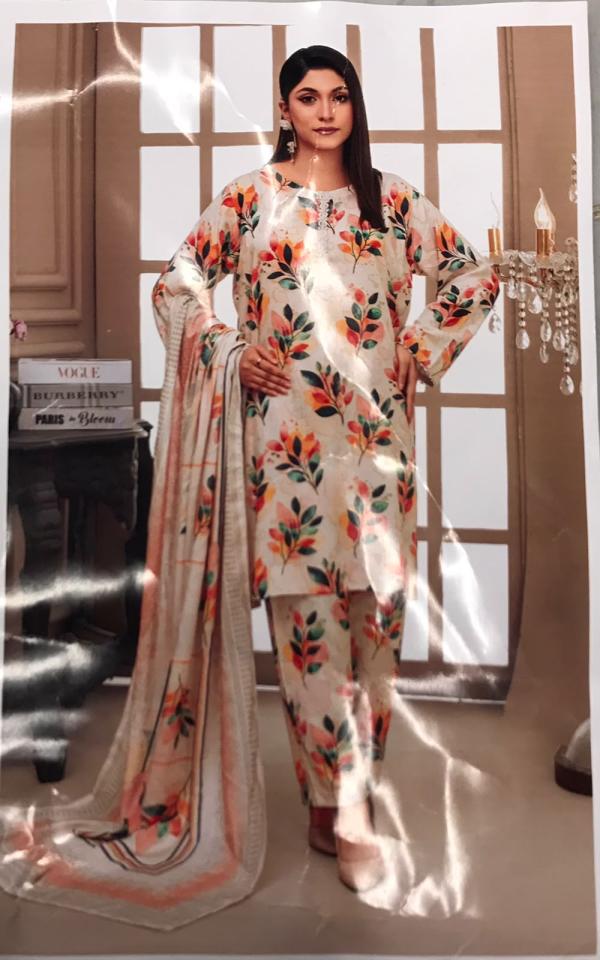 3pc print unstitched lelan print dopata