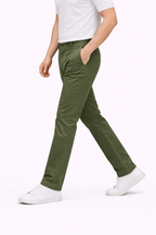 Olive Green Cotton Pant - Straight FitPantGarderobe Clothing