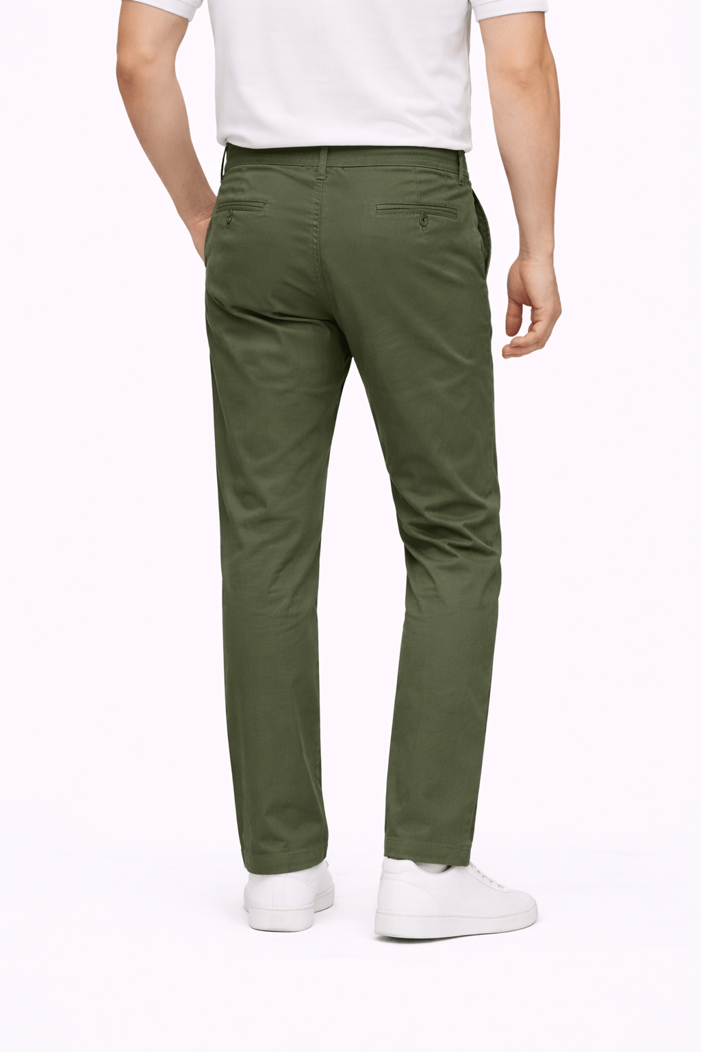 Olive Green Cotton Pant - Straight FitPantGarderobe Clothing