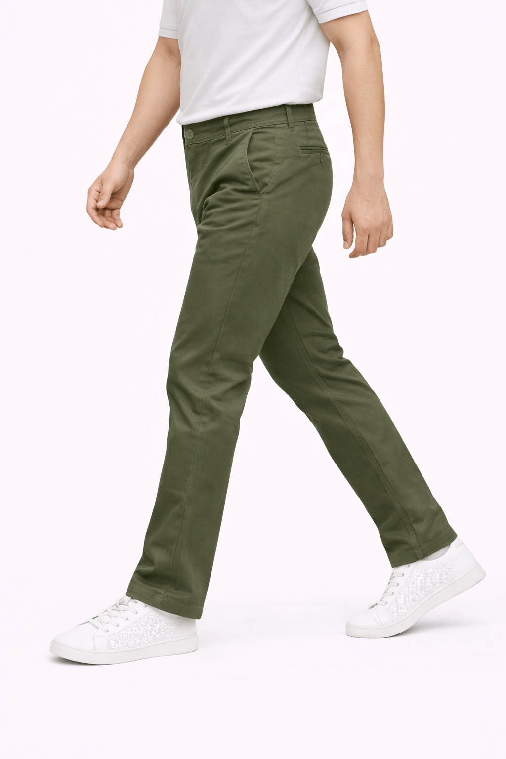 Olive Green Cotton Pant - Straight FitPantGarderobe Clothing