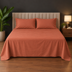 Premium Plain Bedsheet Set - Orange