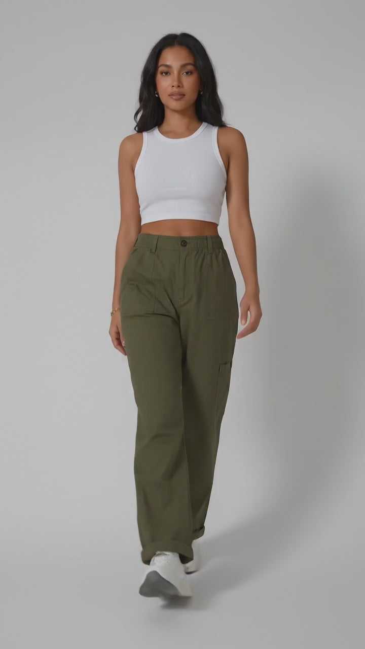 Women Paper Cotton Cargo Pants