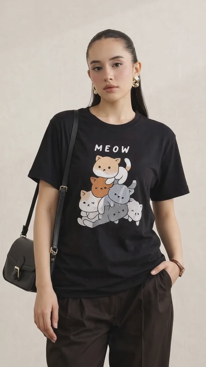 BLACK COTTON TEE-FT