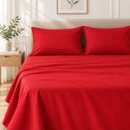 Premium Plain Bedsheet Set - Red