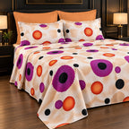 Retro Circle Print Bedsheet Set close-up of print and pillow covers
