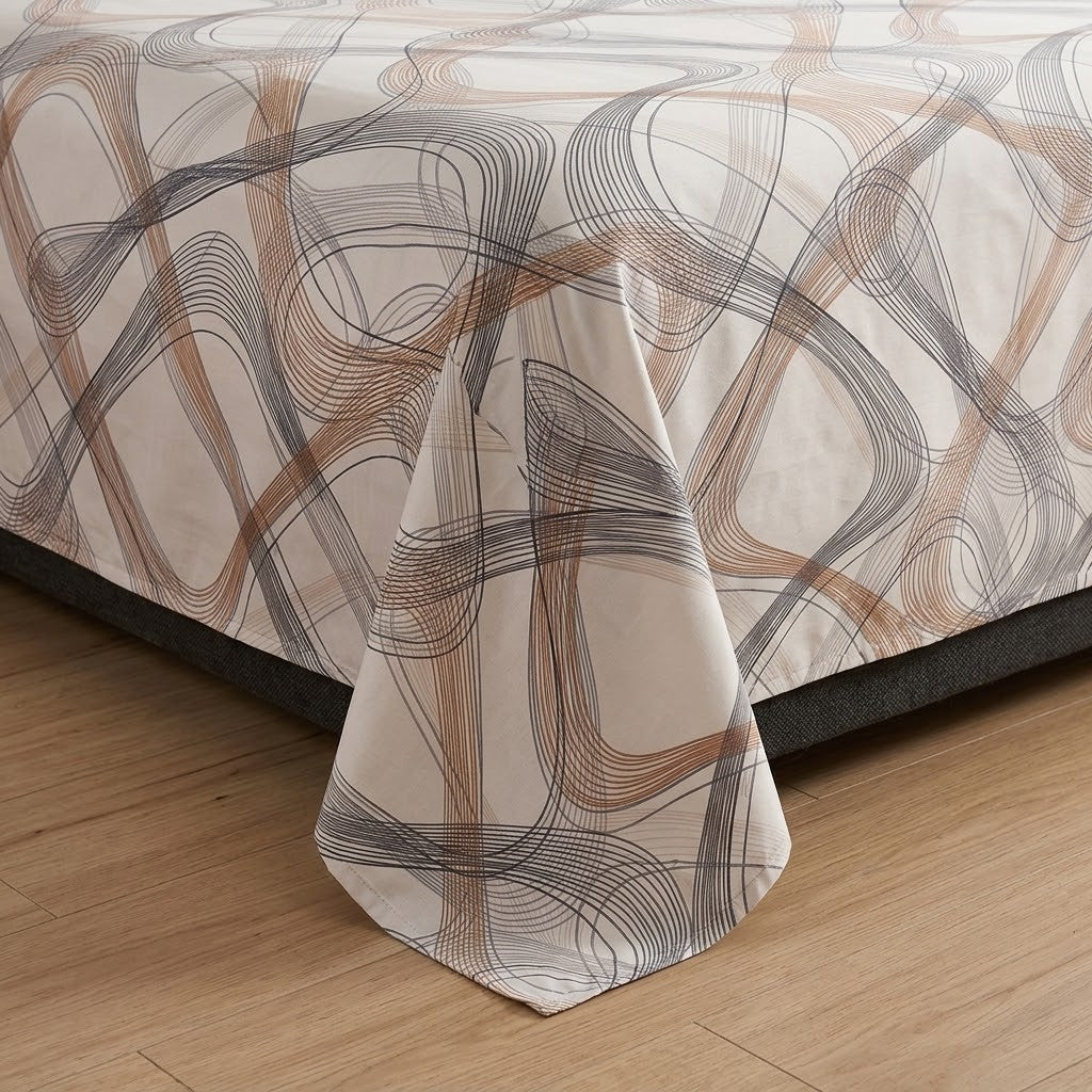 Ribbon Swirl Print Bedsheet Set close-up of print and pillow covers