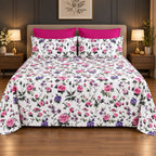 Whimsy Weave Rose Meadow Print Bedsheet Set on a bed