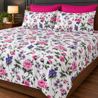 Rose Meadow Print Bedsheet Set close-up of print and pillow covers