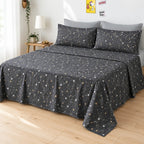 Starry Night Print Bedsheet Set close-up of print and pillow covers