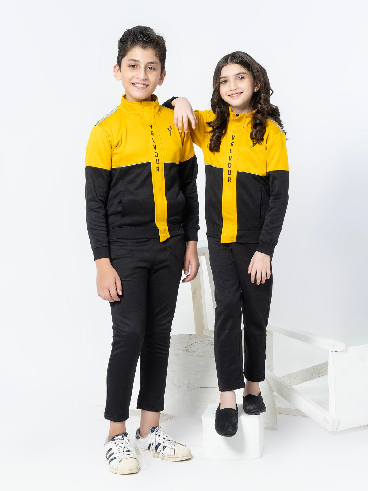 Mock Neck Tracksuit For Boys & Girls, Fleece #VWT02-B
