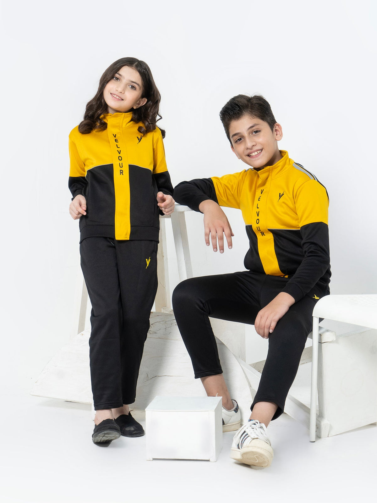 Mock Neck Tracksuit For Boys & Girls, Fleece #VWT02-B