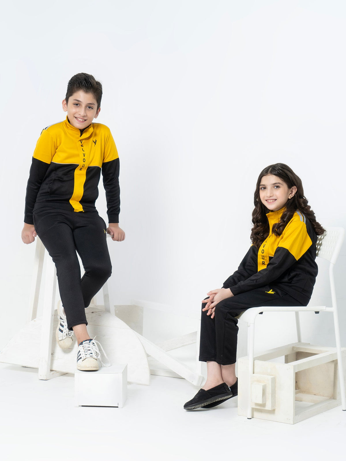 Mock Neck Tracksuit For Boys & Girls, Fleece #VWT02-B