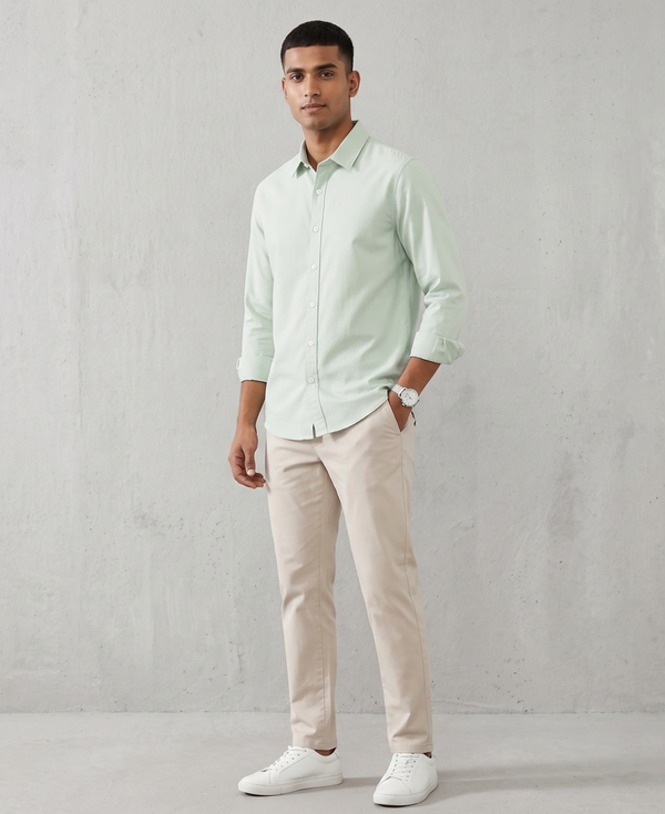 Cotton Chambray Shirt Light Pistachio
