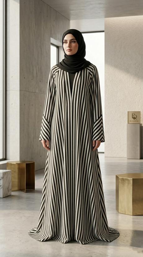 black and white lining Abaya