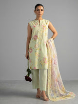 Pareesa Premium Lawn – 3PC unstitched Vol-2 Pastel mint Green Suit