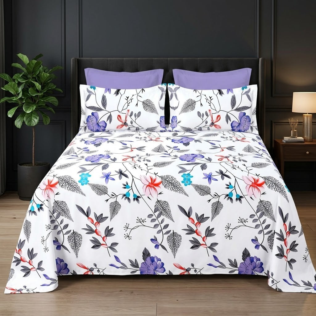 Whimsy Weave Wildflower Print Bedsheet Set on a bed