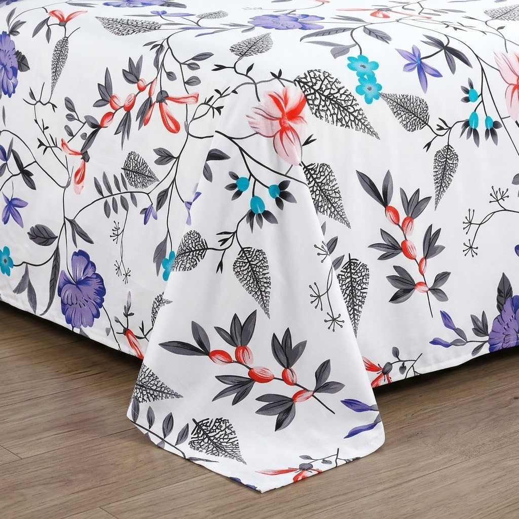 Wildflower Print Bedsheet Set close-up of print and pillow covers